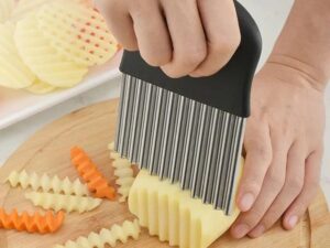 Stainless Steel Crinkle Cutter – Potato, Vegetable, Fruit, and Dough Slicer