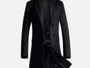 2023 New Men’s Woolen Overcoat Medium-Length Korean Style Slim Fit Youthful