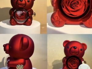 Eternal Rose Teddy Bear with Rotating Jewelry Box – Perfect Gift for Valentine’s & Weddings”