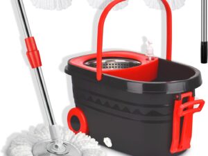 360° Spin Mop Bucket Set with Wheels 9( mop bucket 3pads)