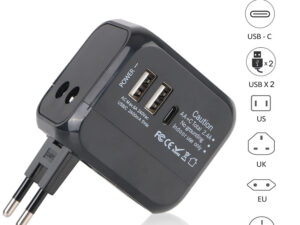 Universal All-in-one Wall Charger Travel Charger 6A with 2 USB Port and 1 Type C Travel Adapter